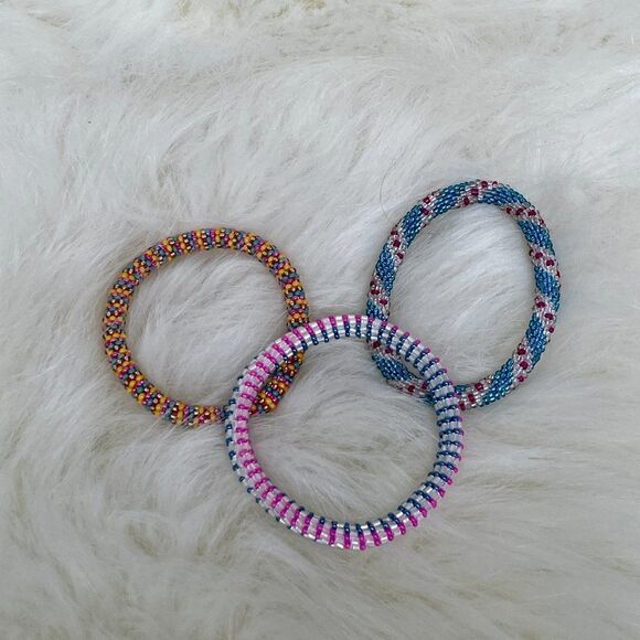 HAND CRAFTED in Nepal Beaded Bracelets (set of 3) #660 - Picture 3 of 5